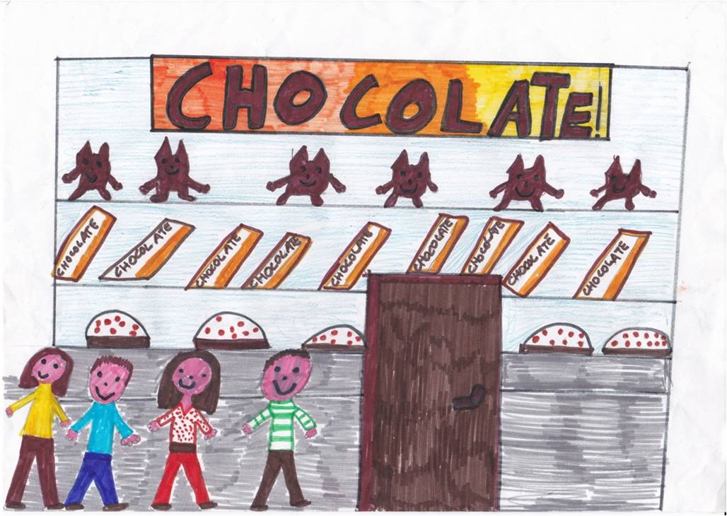 disegno negozio di cioccolato e dolci
