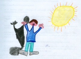 disegno di un bambino con la sua ombra